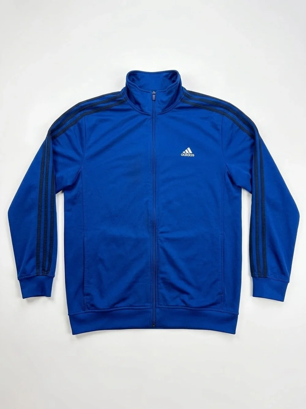 adidas Royal Blue Full-Zip Track Jacket with Black Stripes